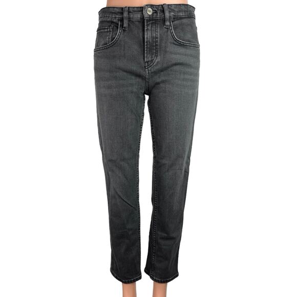 Massimo Dutti Black Washed High Rise Denim Stretch Straight Leg Jeans Size 6 - Picture 1 of 5